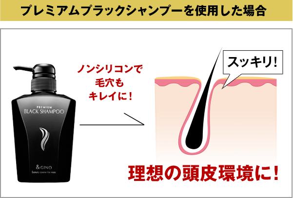 プレミアムブラックシャンプーを使用した場合