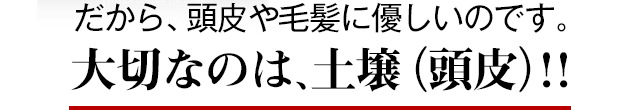 だから、頭髪や毛髪に優しいのです。大切なのは土壌（頭皮）！！